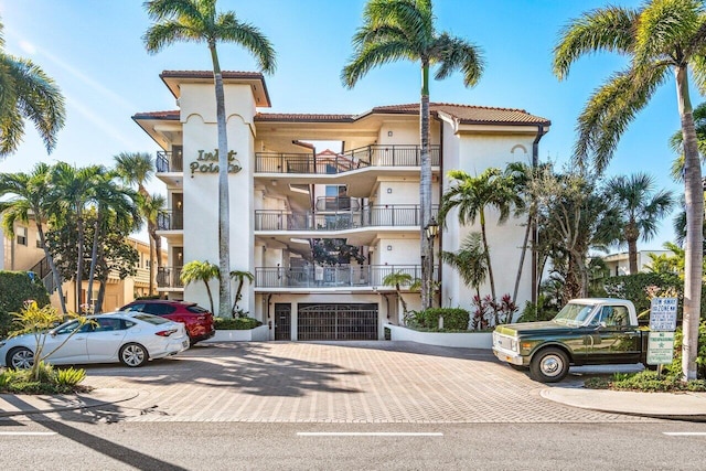 view of building exterior featuring a garage