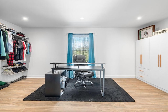 office area featuring light hardwood / wood-style flooring