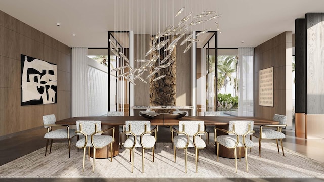 dining area featuring expansive windows