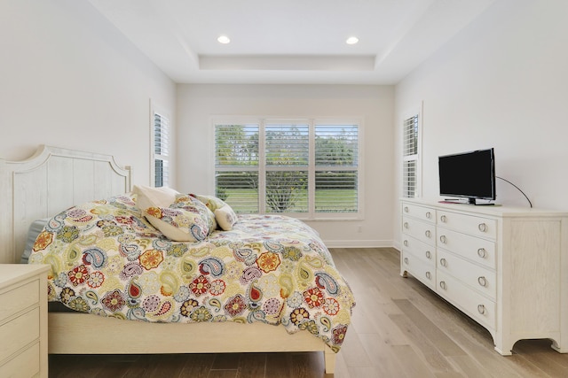 11263 SW Visconti Way, Port Saint Lucie, FL 34986 - bedroom with light wood finished floors, a tray ceiling, and recessed lighting