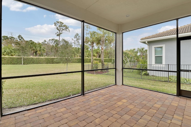 view of unfurnished sunroom