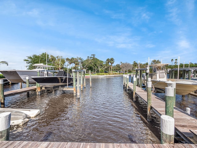 dock area featuring a water view