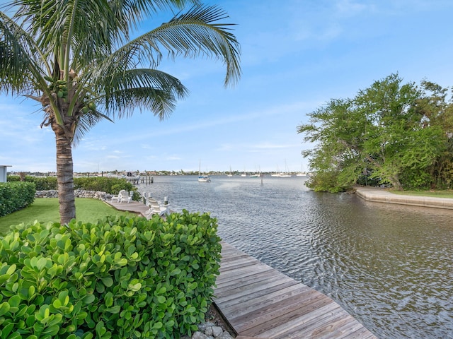 view of dock featuring a water view