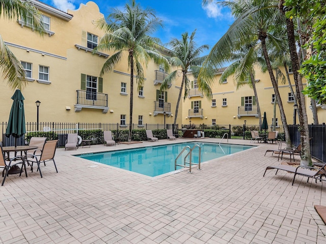 view of pool featuring a patio area