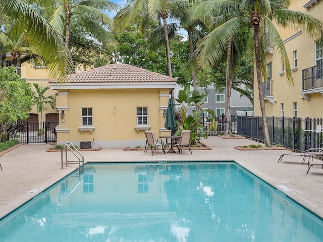 view of swimming pool with a patio area