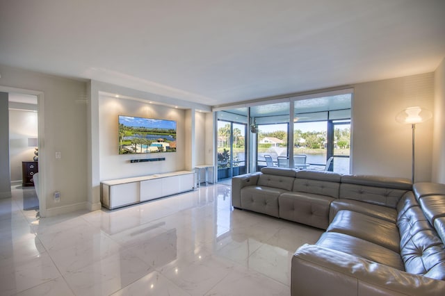 6944 Briarlake Cir Unit 101, Palm Beach Gardens, FL 33418 - living area featuring light marble finish floors and baseboards