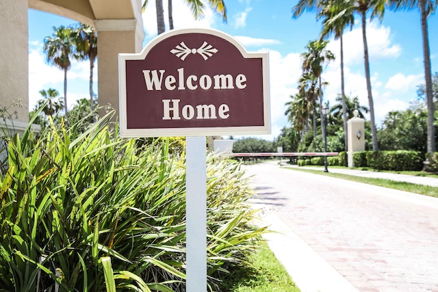 view of community sign