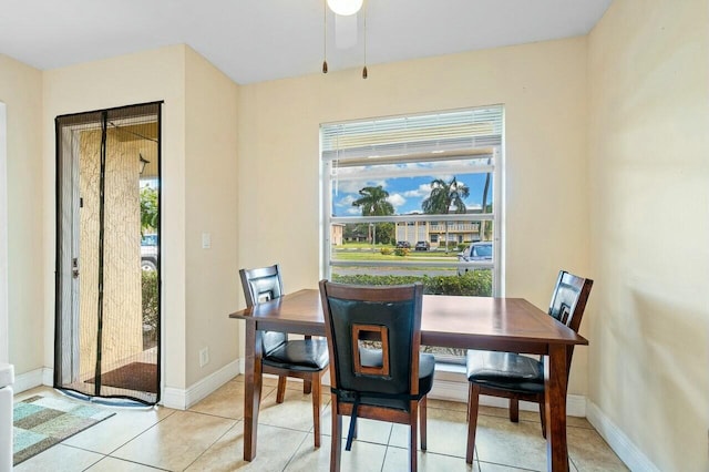 view of tiled dining room