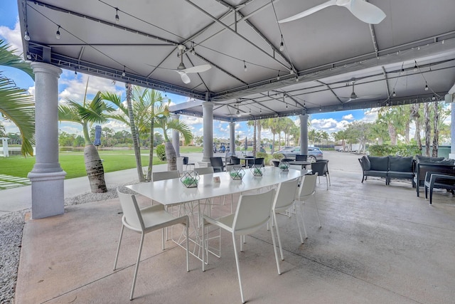 view of patio with ceiling fan