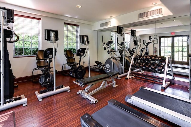 workout area with a wealth of natural light