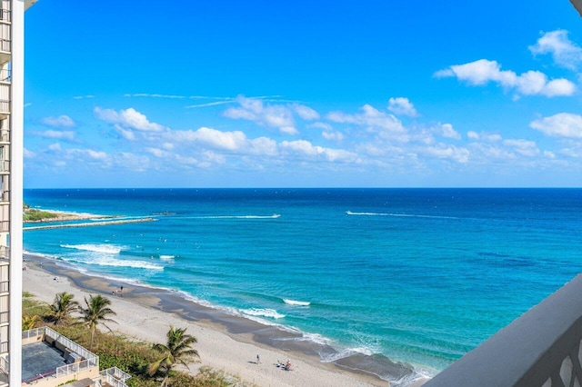 view of water feature featuring a beach view