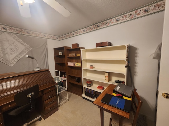 view of tiled home office