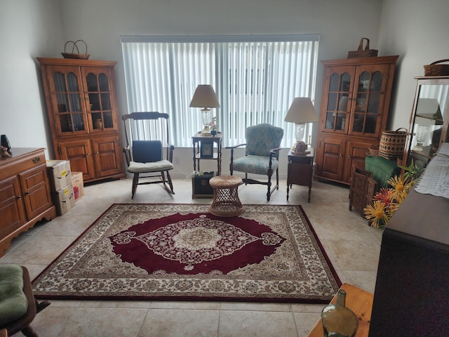 view of tiled living room