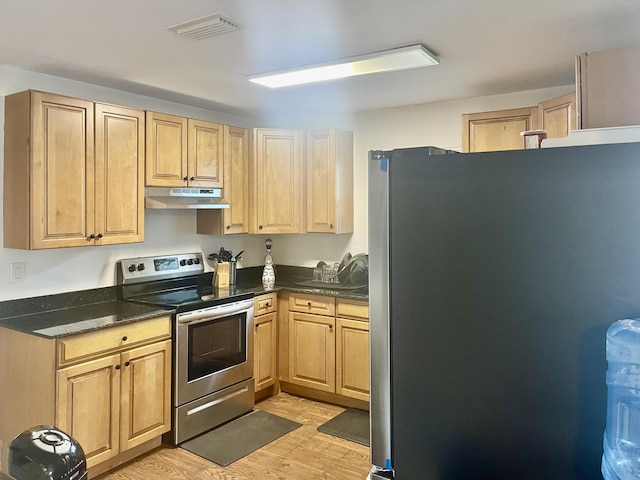 kitchen featuring light hardwood / wood-style flooring and stainless steel appliances