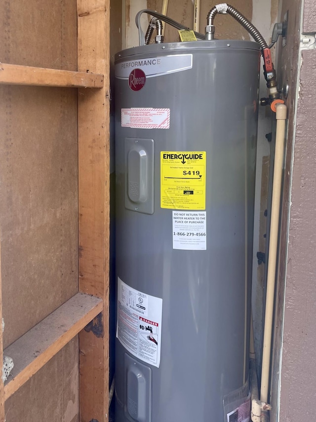 utility room featuring water heater