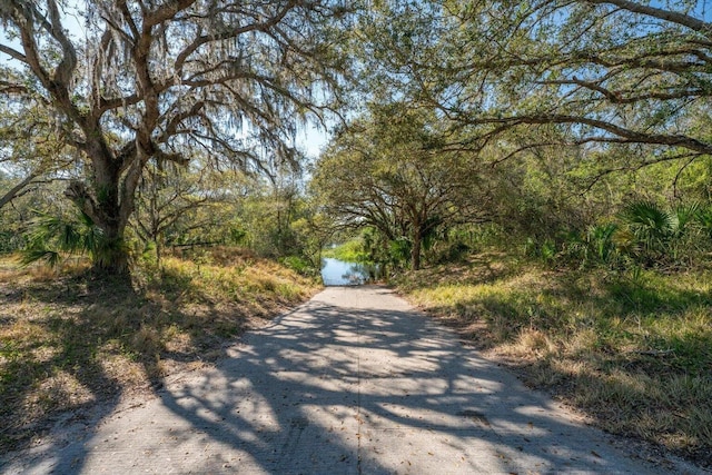 view of street featuring a water view