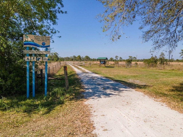 view of street with a rural view