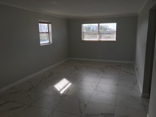 spare room with ornamental molding