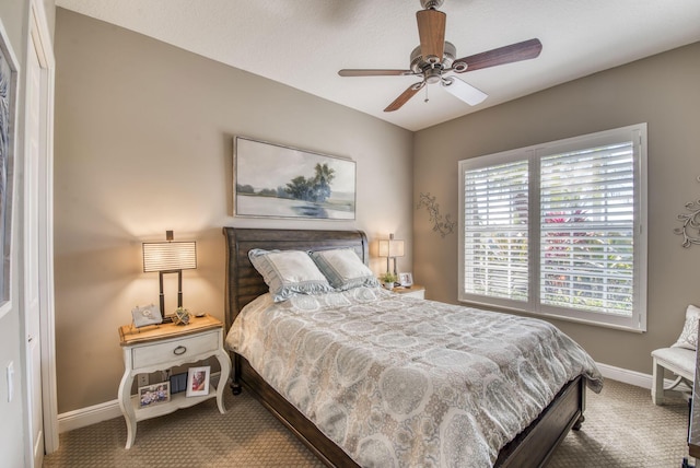 bedroom with carpet and ceiling fan