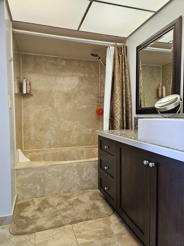 bathroom with vanity and shower / tub combo