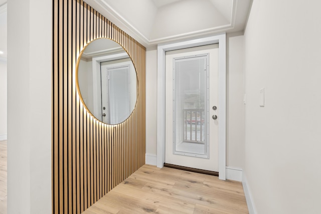 doorway featuring light hardwood / wood-style flooring