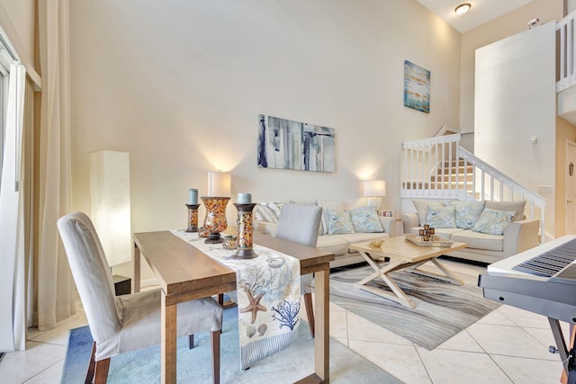 tiled living room featuring breakfast area