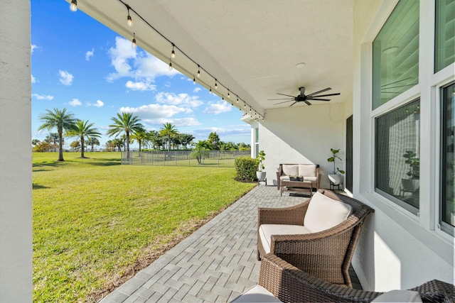 view of patio with ceiling fan