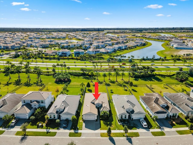 bird's eye view featuring a water view