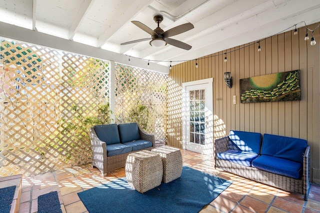 view of patio / terrace featuring an outdoor living space and ceiling fan