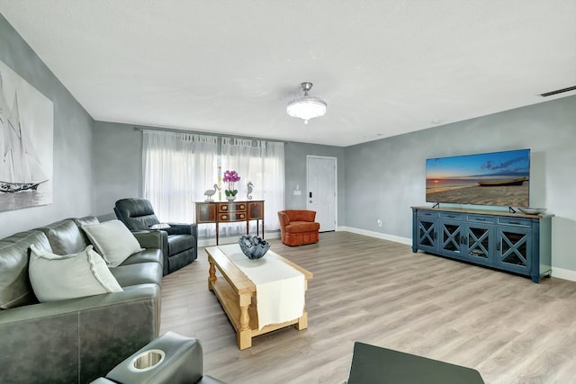 living room featuring light hardwood / wood-style floors