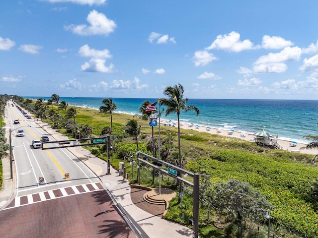 view of water feature featuring a view of the beach