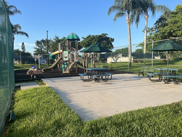 view of play area featuring a yard