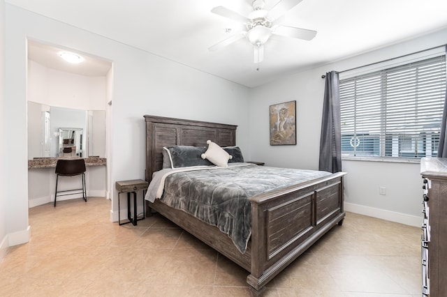 bedroom featuring ceiling fan