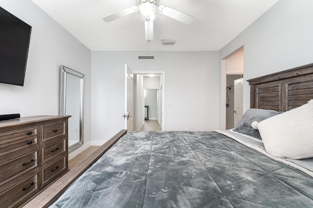 bedroom featuring ceiling fan