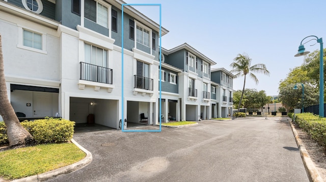 view of building exterior with a residential view