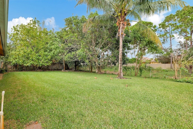 view of yard featuring a fenced backyard