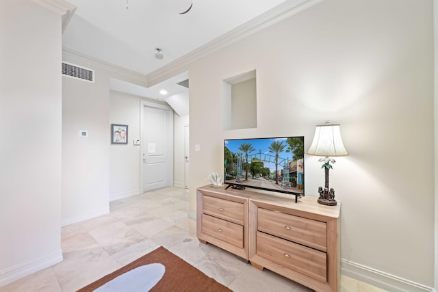 interior space with crown molding