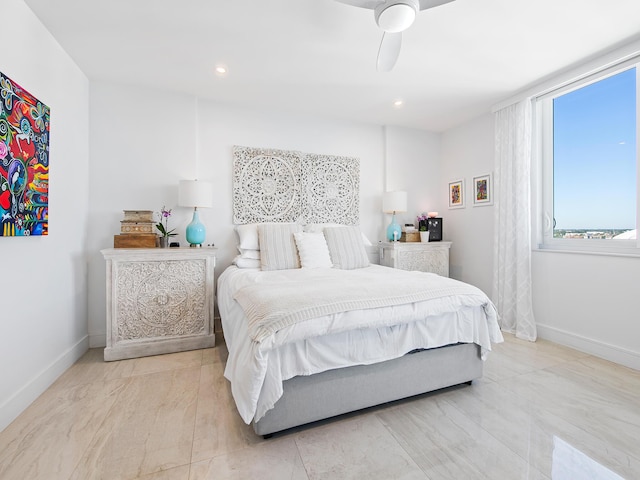 bedroom featuring ceiling fan