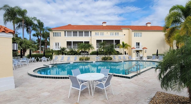 view of pool featuring a patio area