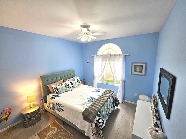 bedroom featuring ceiling fan