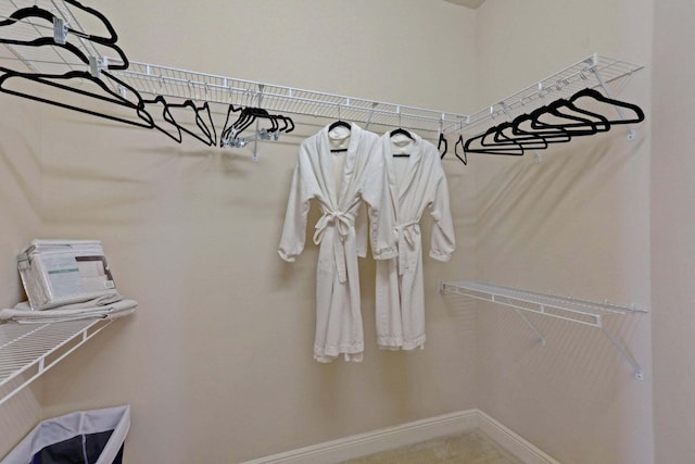 spacious closet with carpet floors