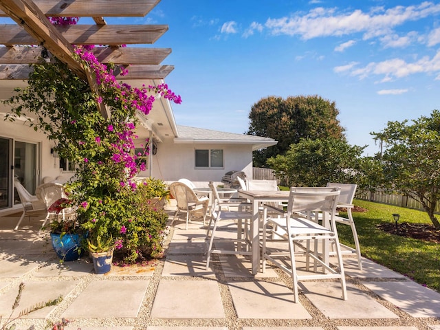 view of patio / terrace featuring a pergola