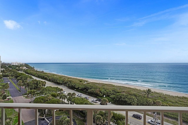 view of water feature featuring a beach view