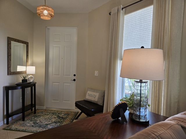 view of tiled living room