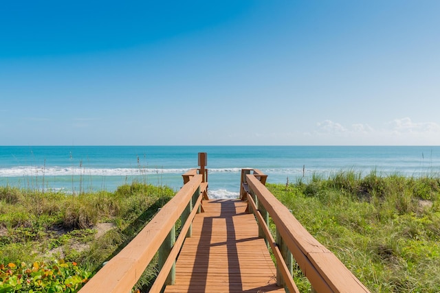 property view of water featuring a view of the beach