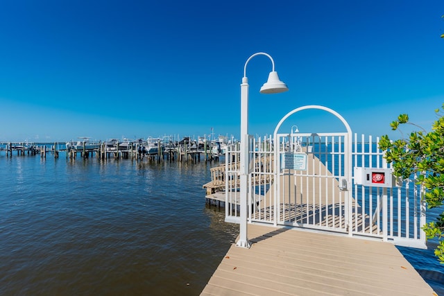 dock area featuring a water view