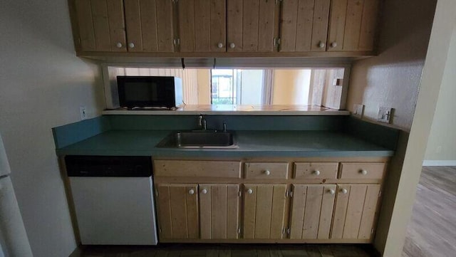 kitchen with sink and white dishwasher