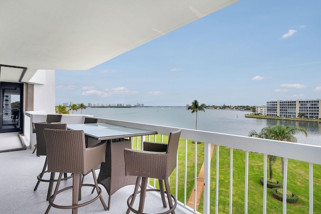 balcony with a water view