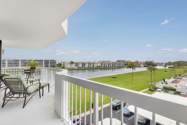 balcony with a water view