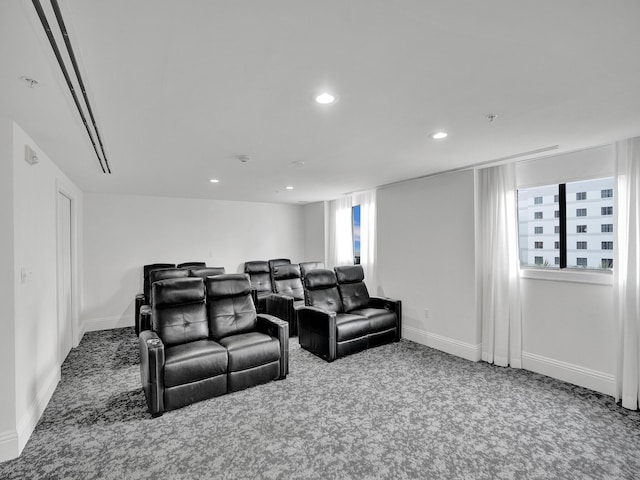 home theater with carpet flooring